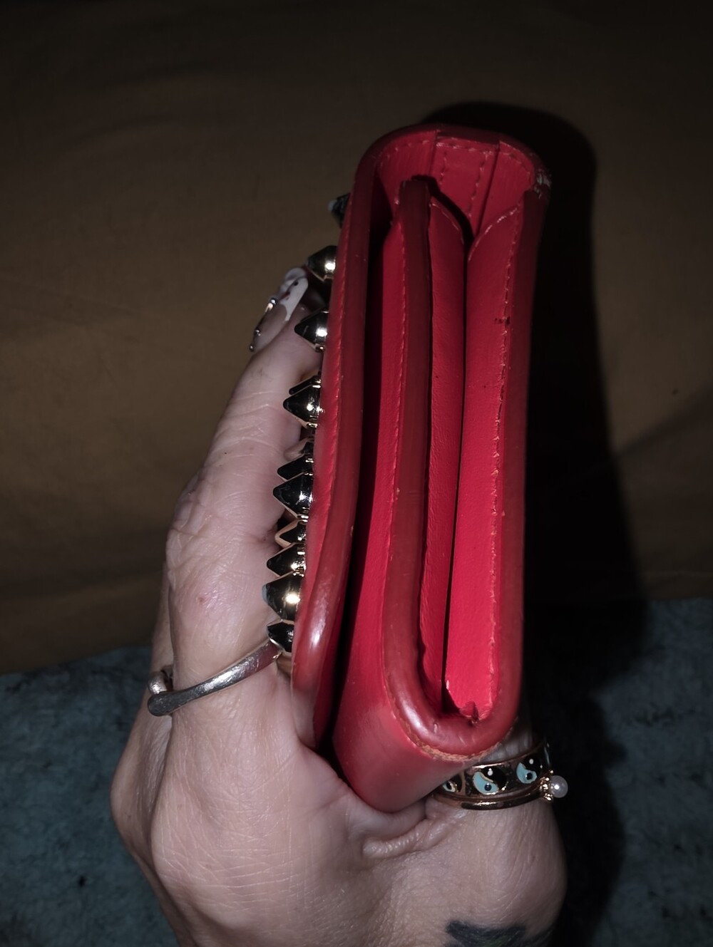Christian Louboutin Macaron Spiked Continental Wallet With Clutch Strap - Picture 5 of 15